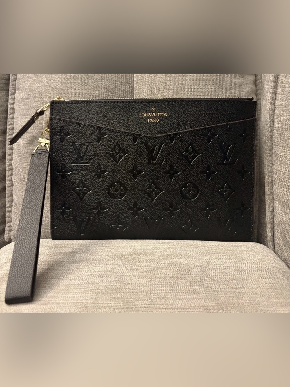 Louis Vuitton Monogram Black Zip Wristlet Pouch